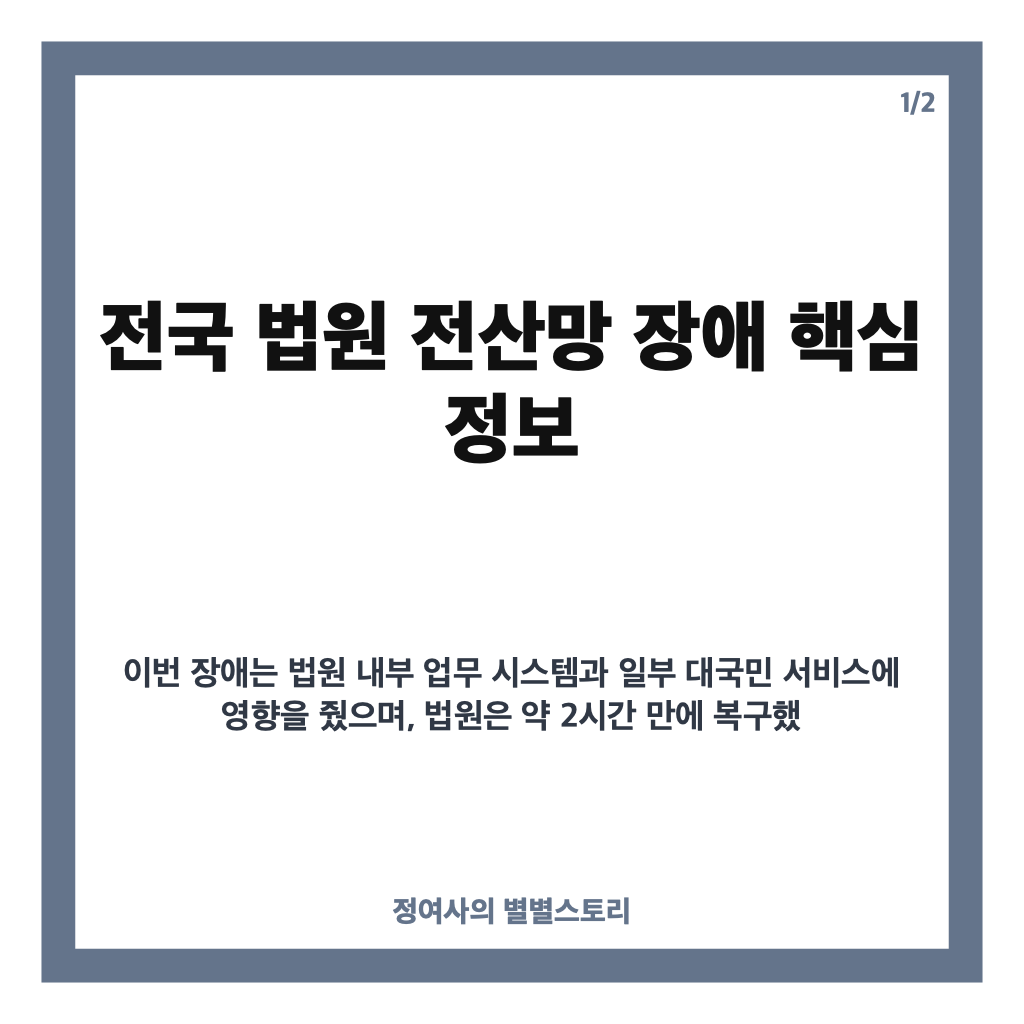 전국 법원 전산망 장애, 재판사무&middot;사건검색 차질부터 복구까지 카드뉴스 1
