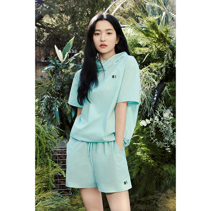 코오롱스포츠 여성 데이팩 우븐 반팔 후드 SET UP TVTCM23698BOC 223016