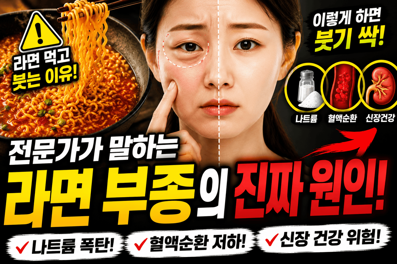 전문가가 말하는 라면 부종 (나트륨, 혈액순환, 신장건강)