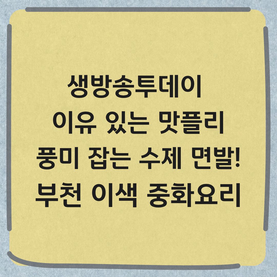 생방송투데이 이유있는 맛플리 부천 수제면 중화요리 맛집