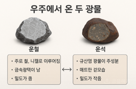 운철, 운석 비교