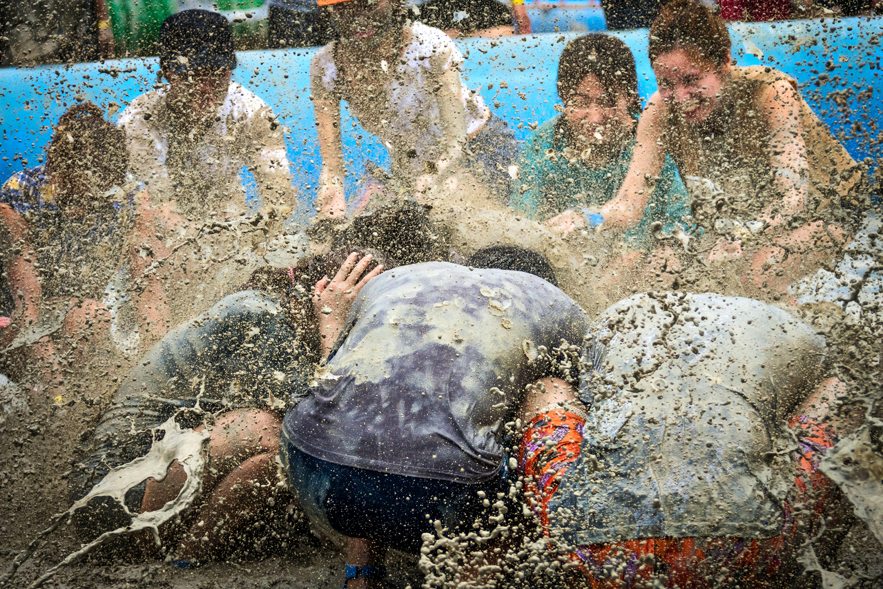 People enjoying at the Mud Festival at BoRyeong
