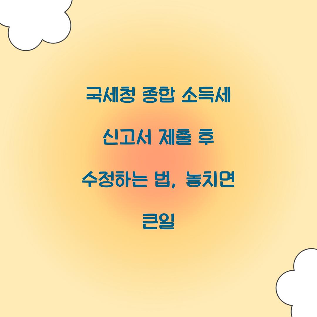 국세청 종합 소득세 신고서 제출 후 수정하는 법
