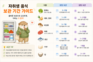 자취생 음식 냉장 냉동 보관 기간 가이드 인포그래픽