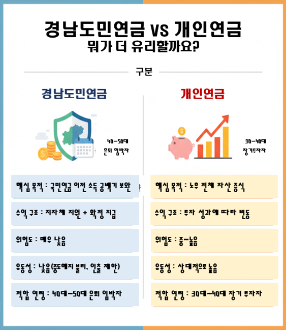 경남도민연금 vs 개인연금, 뭐가 더 유리할까요?