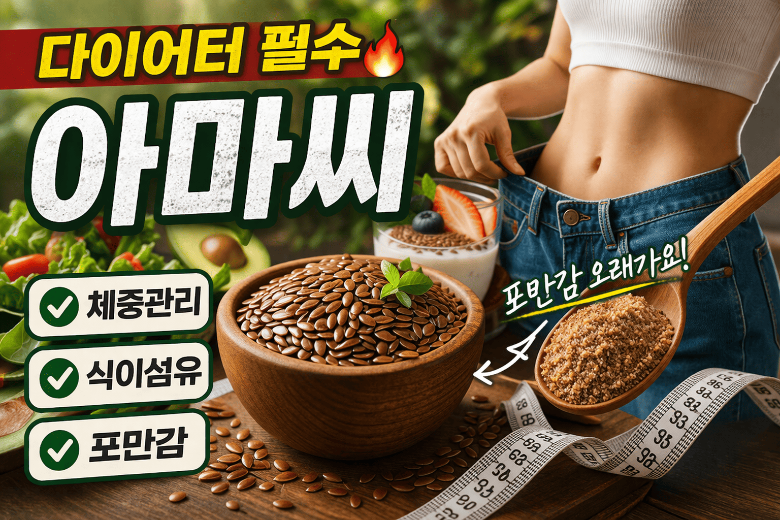 다이어터 필수 아마씨 (체중관리, 식이섬유, 포만감)