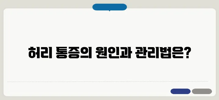 허리가 아픈 이유와 허리 건강 관리법