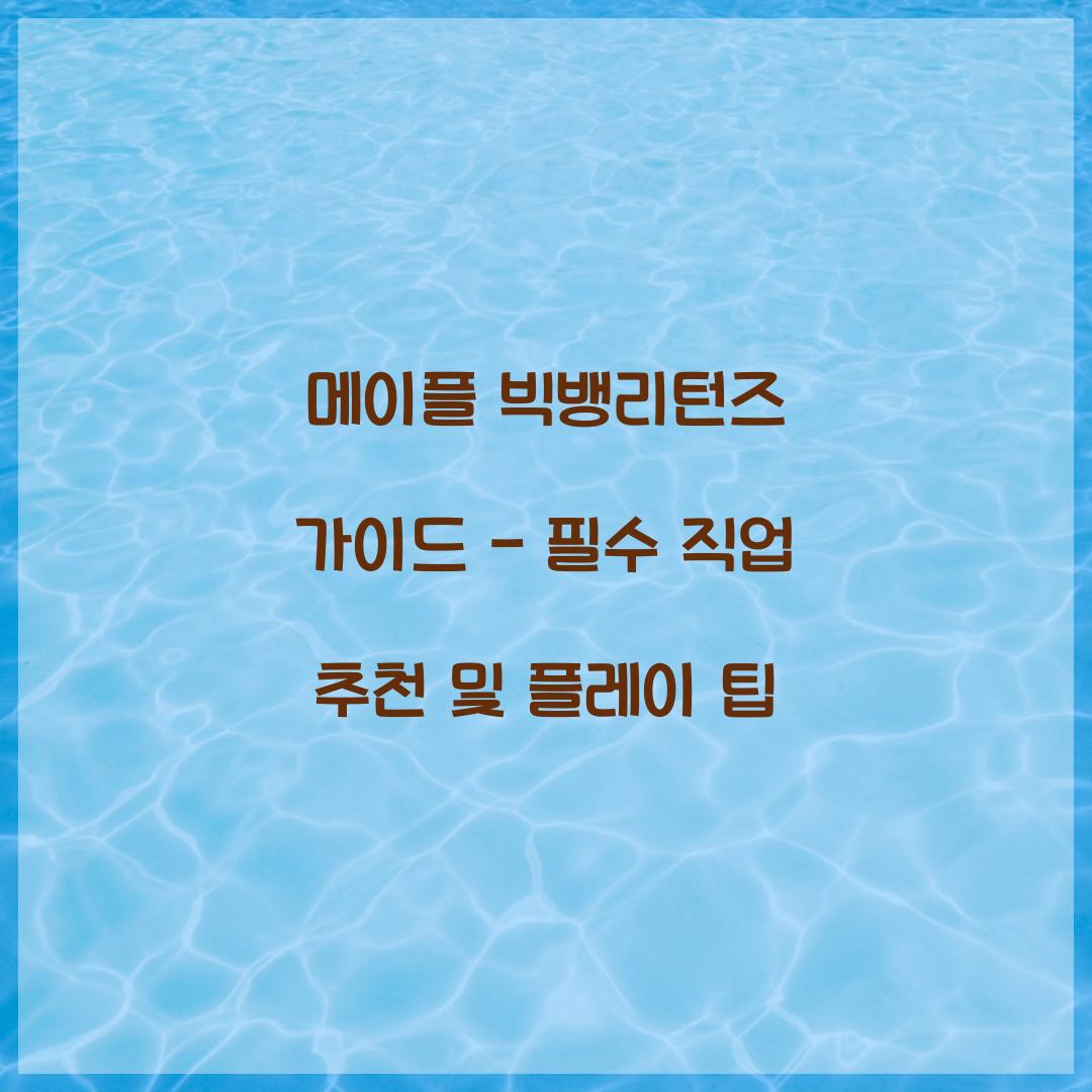 메이플 빅뱅리턴즈 가이드