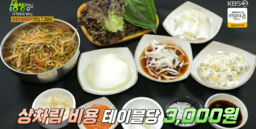 부산 초량갈비 상차림 구성, 생생정보 3000원 반찬 셀프바 이미지