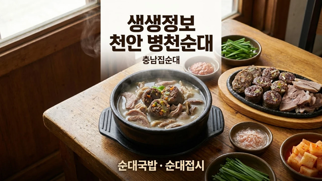 2TV 생생정보 천안 병천순대 충남집순대 순대국밥과 순대접시 이미지