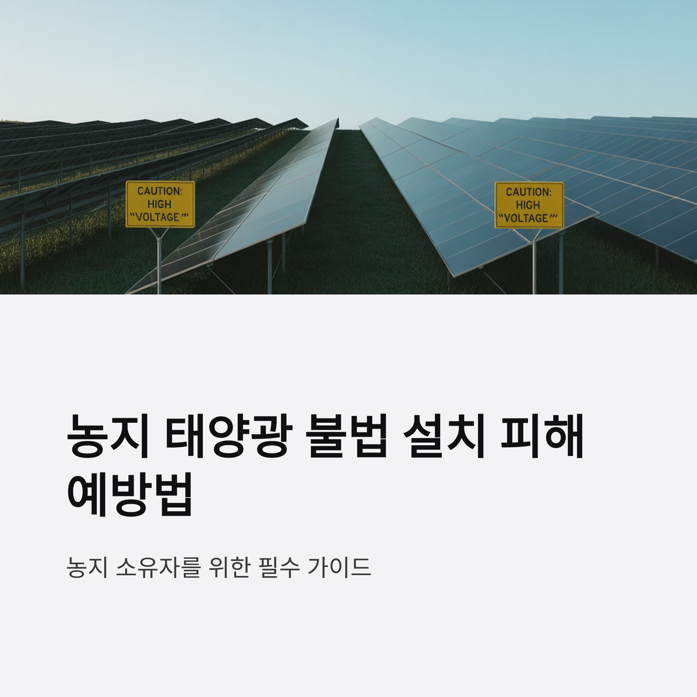 농지 태양광 불법 설치 피해 예방법