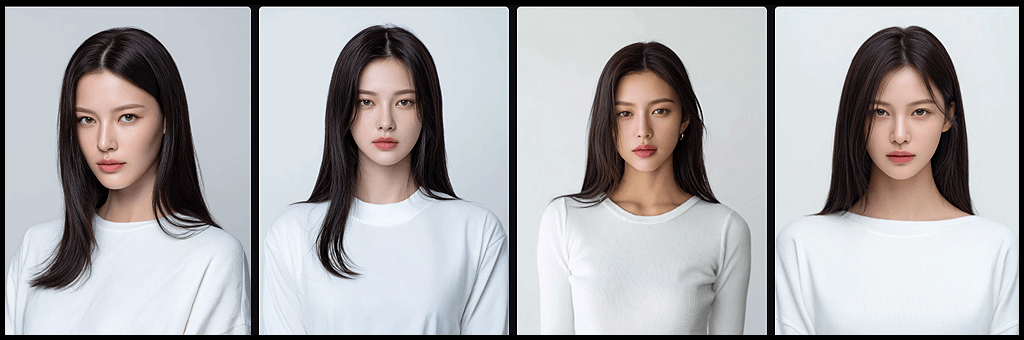 인물 설계, 문장형, 시크하고 쿨한 감성 키워드를 포함하여 생성한 한국 여성 모델의 프로필 포트레이트_Midjourney