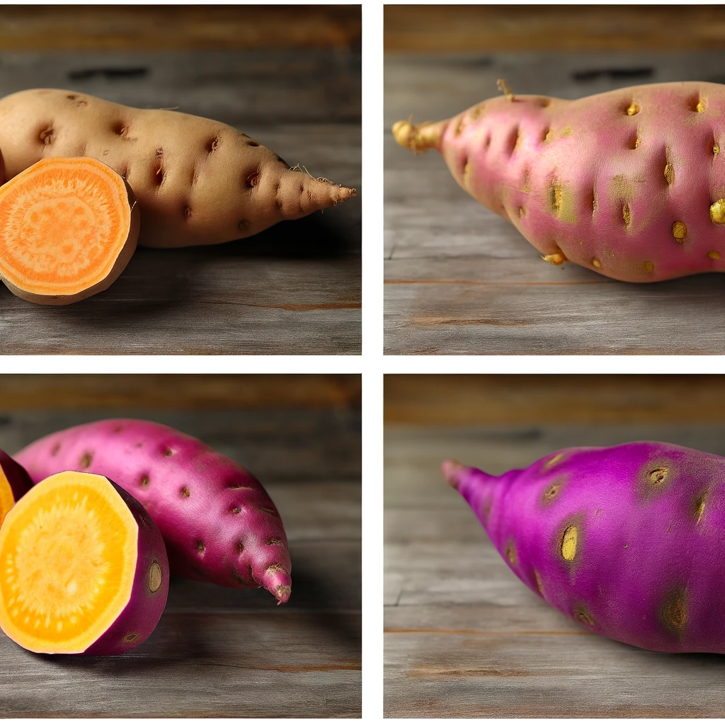 고구마의 종류, 밤고구마, 호박고구마, 베니하루카 고구마, 자색고구마