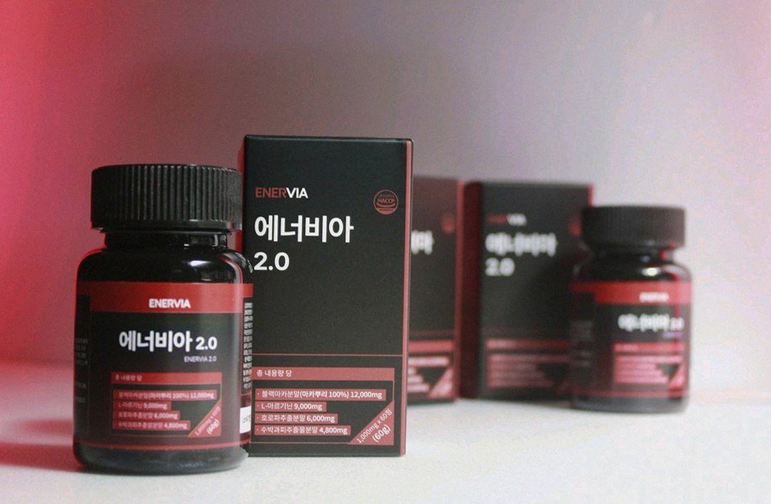 enervia 2.0 supplement bottle on table
