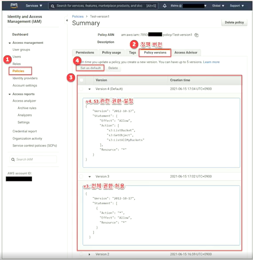 IAM 정책 버전 관리