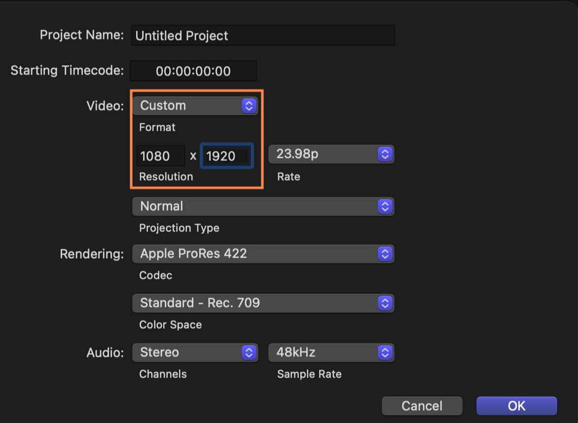 파이널컷 프로 프로잭트 커스텀 모드