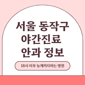 서울 동작구 야간진료 안과 병원 (18시 이후 늦게까지하는 병원)
