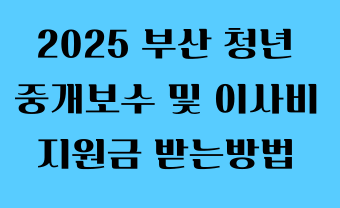 부산청년중개보수 이사비지원금