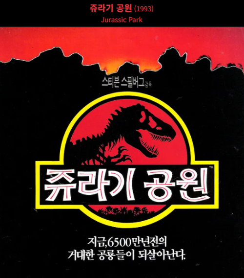 영화 쥬라기 공원(Jurassic Park) 1993년 오리지널 포스터 &ndash; 스티븐 스필버그 감독, 공룡과 과학의 한계를 다룬 SF 영화