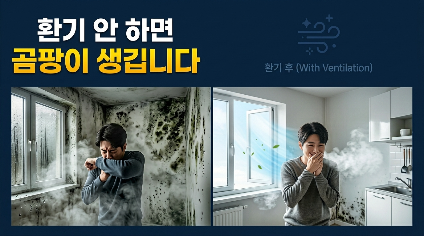 환기 안 하면 곰팡이 생깁니다.
