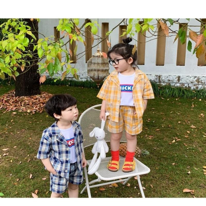 남아 여아 체크 여름 상하세트 아동 유아