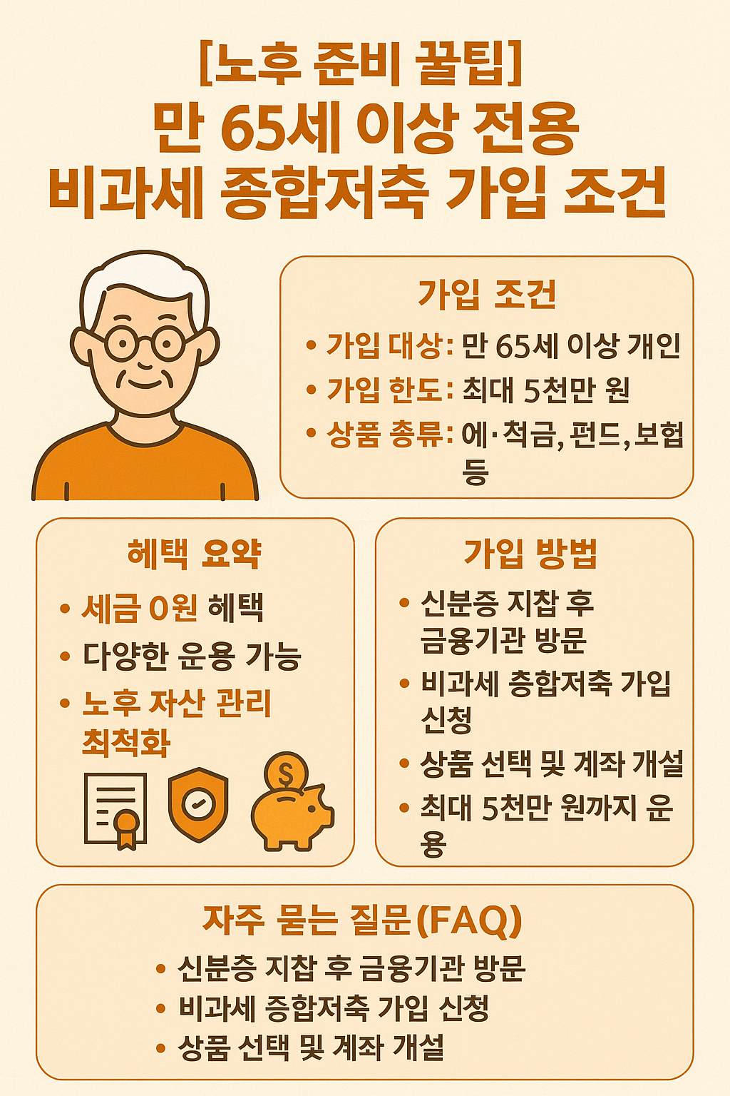 만65세이상 전용 비과세 종합저축가입조건