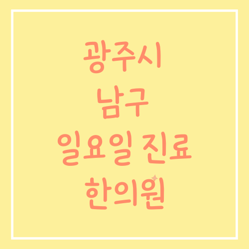 광주시 남구 일요일 진료 한의원