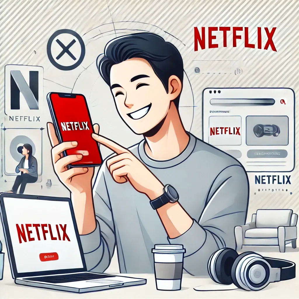 스마트폰-넷플릭스-사용자-편안한-분위기