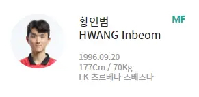 카타르 월드컵-
대한민국 축구국가대표팀 미드필더 황인범