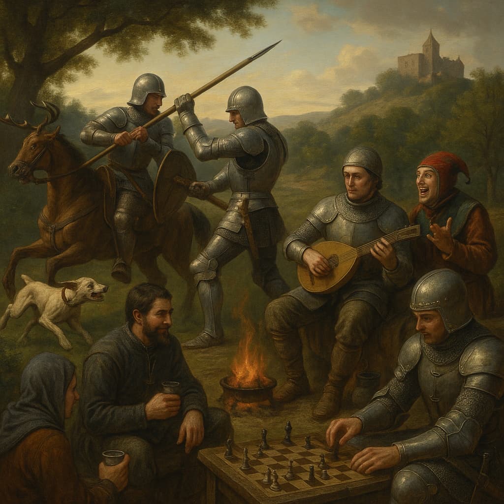 중세기사들이 여가를 보내는 모습