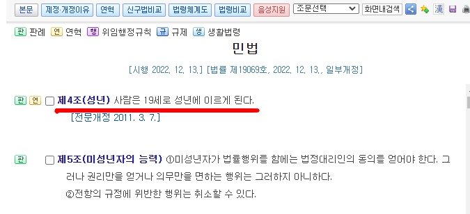 미성년자 나이