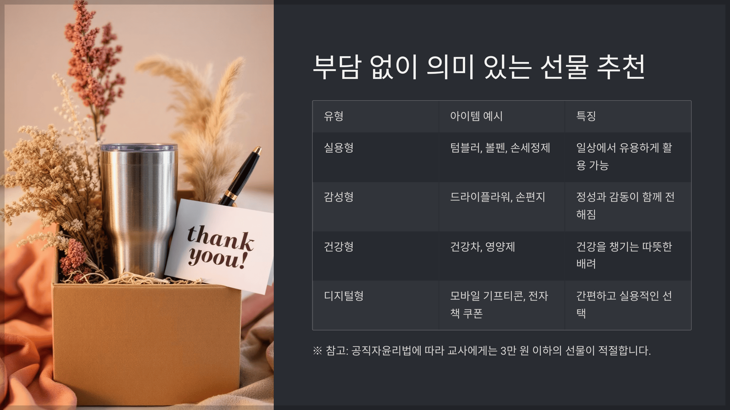 스승의 날, 부담 없이 의미 있는 선물 추천