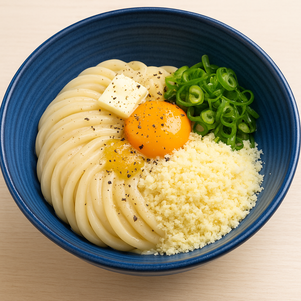 도쿄 우동신의 시그니처 까르보나라 우동