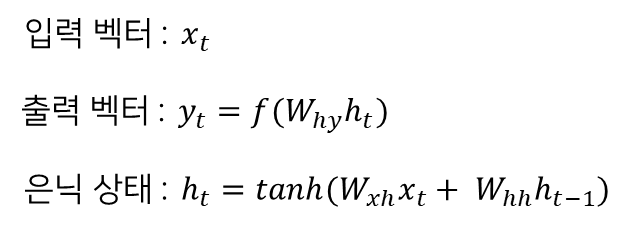 RNN 수식