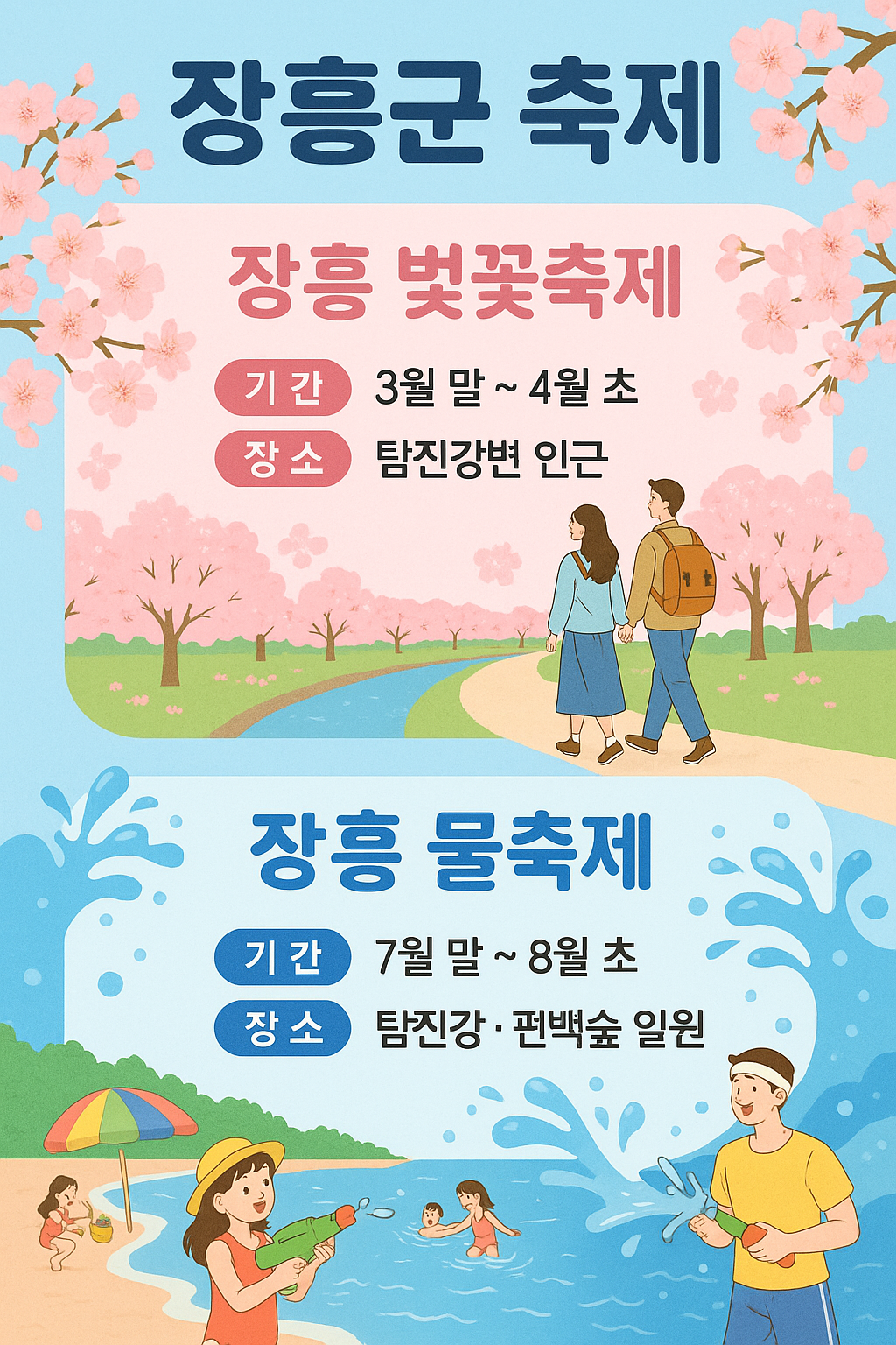 장흥군 벛꽃축제 관한 이미지 (AI 생성)