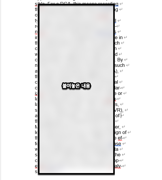 PDF에서 Word로 붙여넣기 했을 때 화면