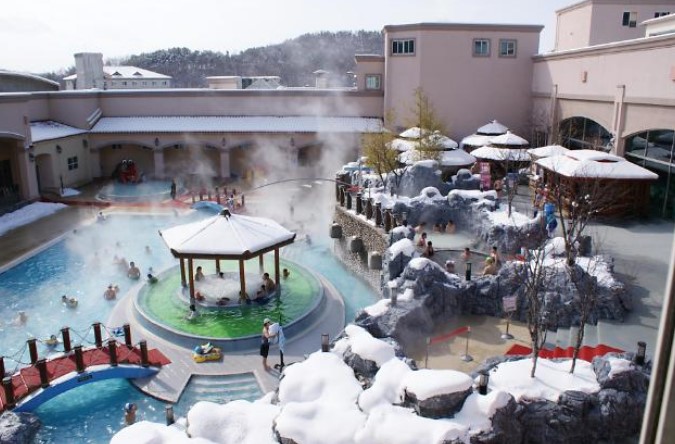 겨울 아산온천 전경