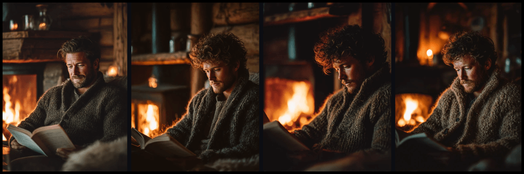 감성 키워드 Cozy 중심으로 구조화된 프롬프트 인물 이미지_Midjourney