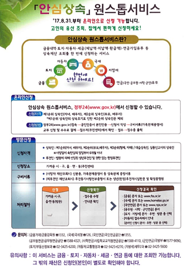 안심상속 서비스의 주요 내용