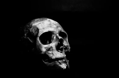 검정 바탕에 해골 모형