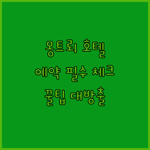 몽트뢰 호텔 예약 전 꼭 확인하세요