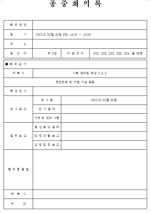 종중회의록