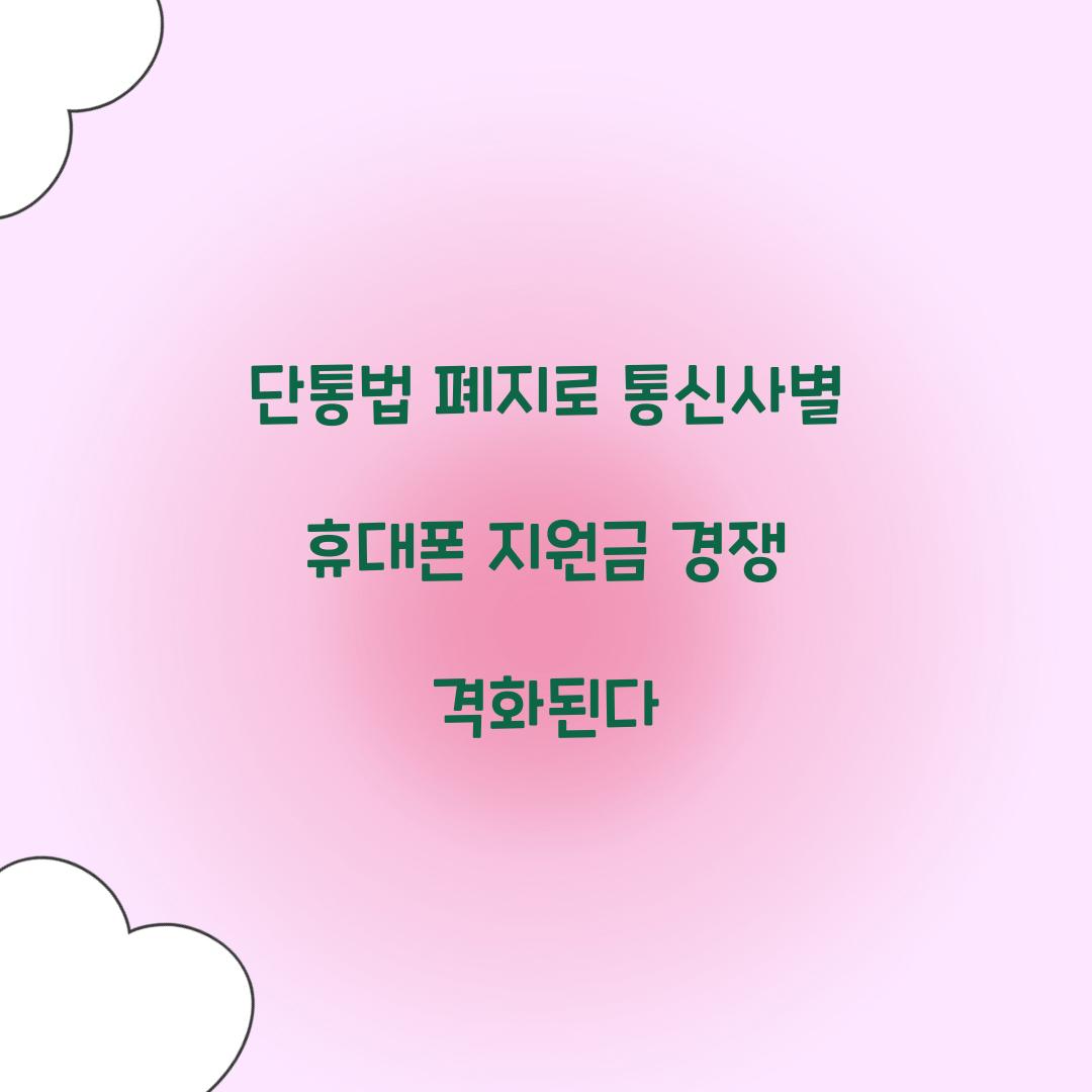 단통법 폐지로 통신사별 휴대폰 지원금 경쟁 격화된다