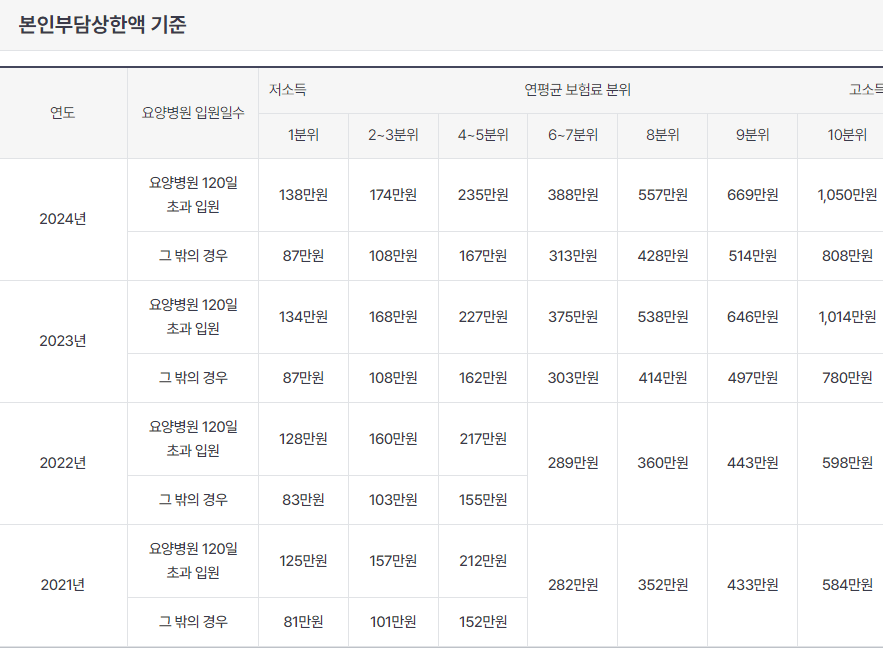 의료비 환급금 조회 본인부담 상한액