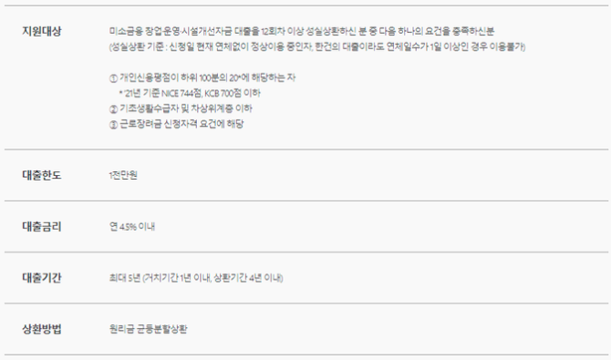 미소금융 정부지원 대출