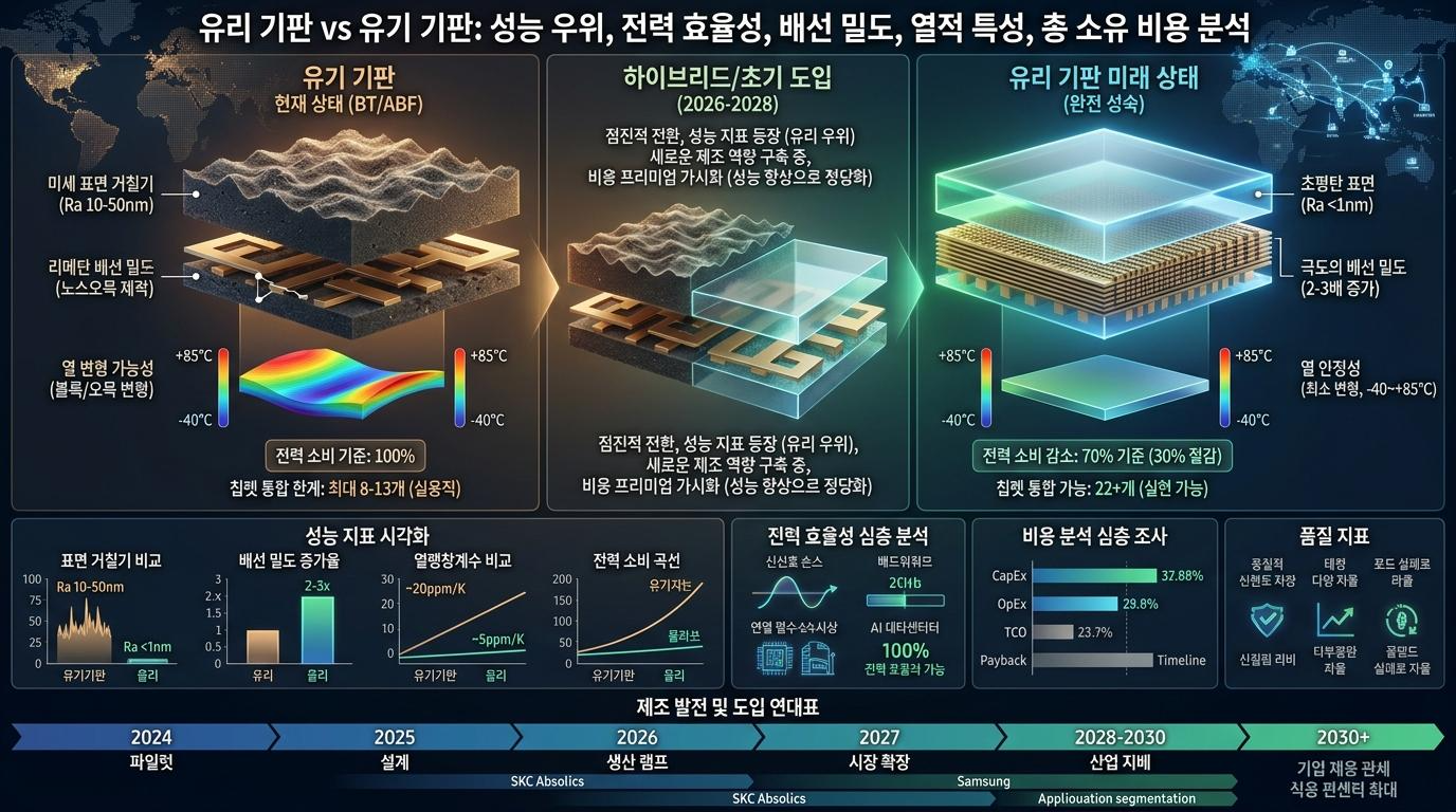 글래스 기판, 기술 우점, 전력 효율, 배선 밀도, 열 관리