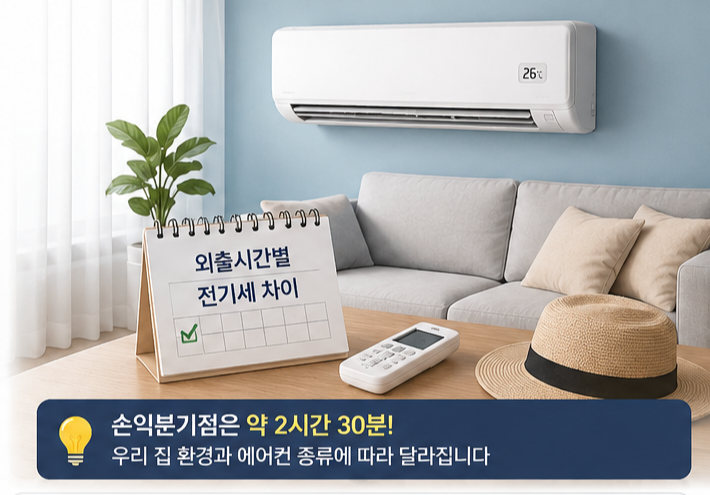 에어컨 1시간 2시간 4시간 외출 선택 기준