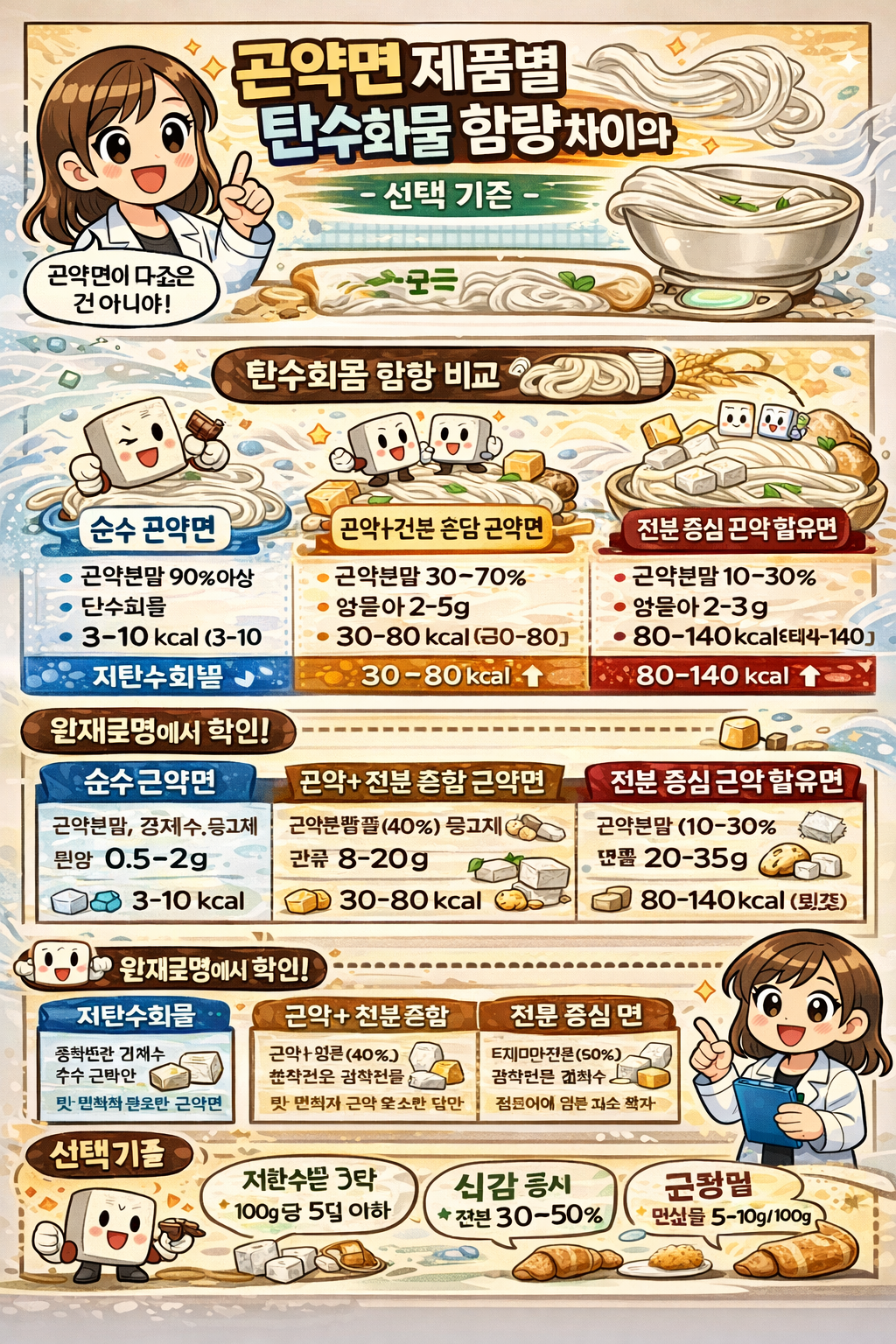 곤약면 제품별 탄수화물 함량 차이와 선택 기준