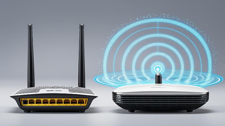 구형 공유기와 최신 Wi-Fi 6 공유기 비교 사진