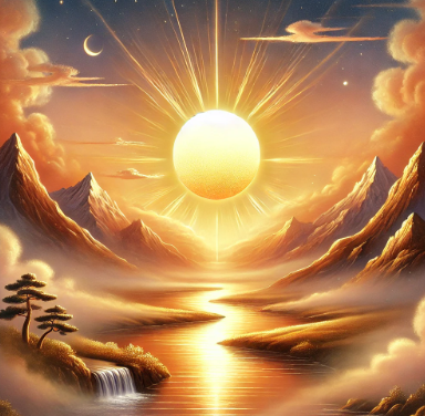 황금빛 태양이 떠오르는 태몽의 상징